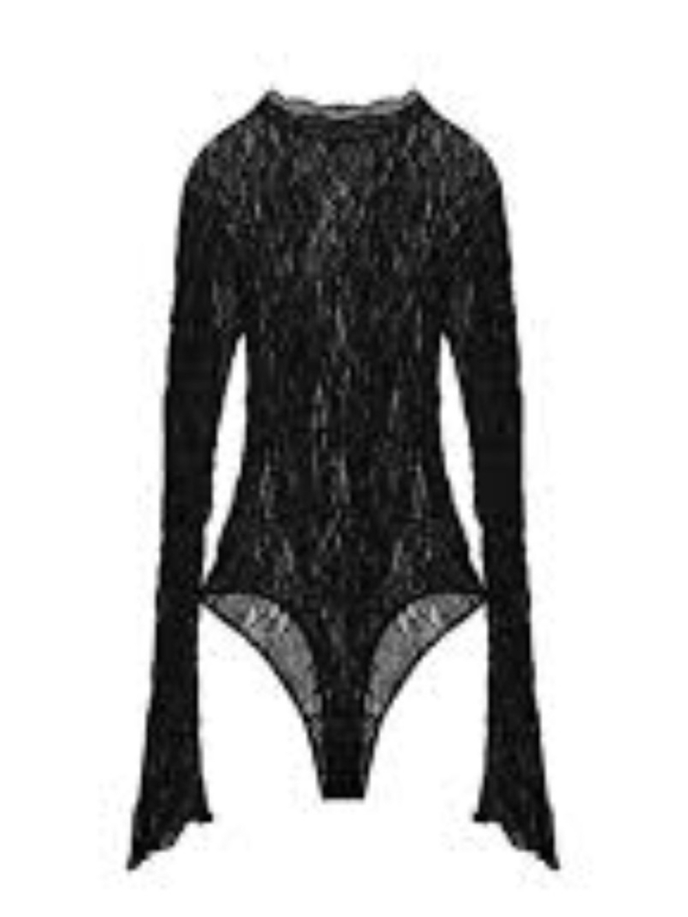 Zara Black Long-Sleeve Lace Bodysuit